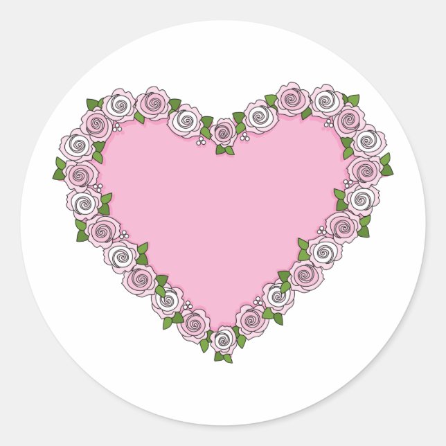 Rose Heart Classic Round Sticker (Front)