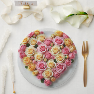 Rose Heart Paper Plates 9"