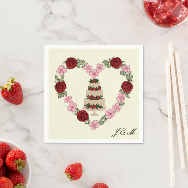 Rose Heart Patterned Cake Decoration  Napkin (Insitu)