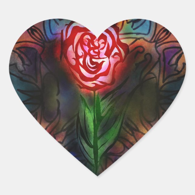 Rose Heart Sticker (Front)