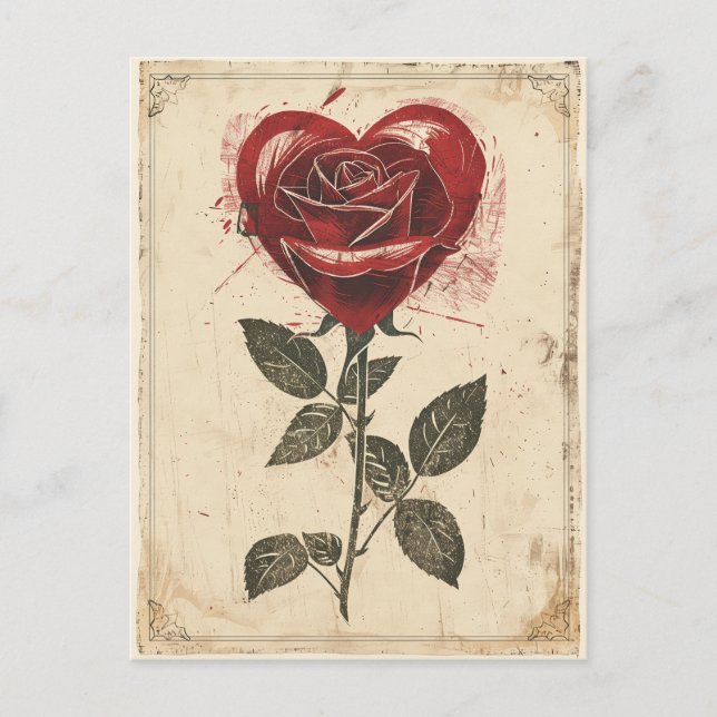 Rose heart Vintage Valentine's day  Postcard (Front)