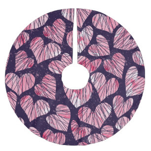 Rose heart: watercolor seamless pattern. brushed polyester tree skirt