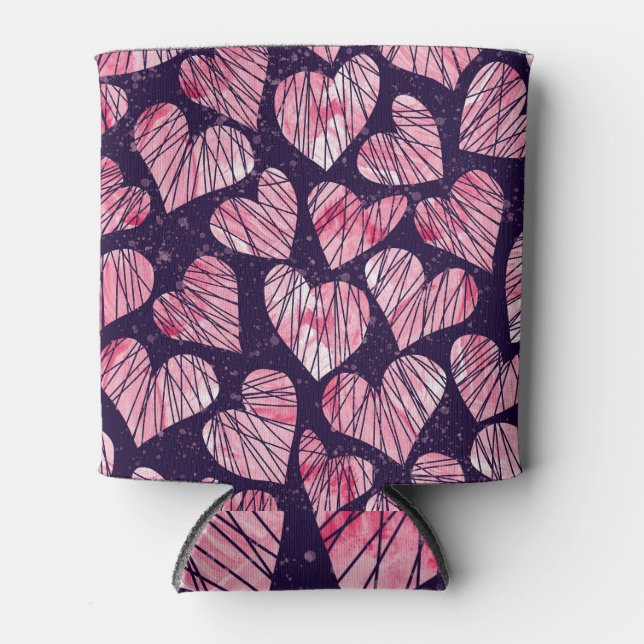 Rose heart: watercolor seamless pattern. can cooler (Front)