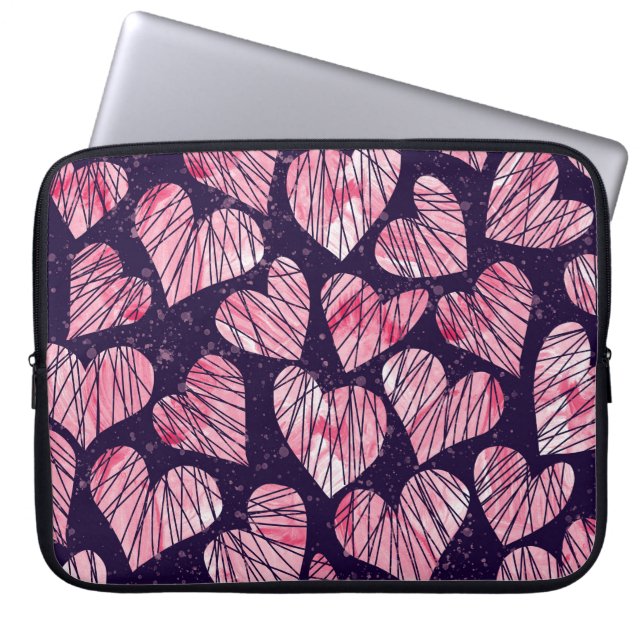 Rose heart: watercolor seamless pattern. laptop sleeve (Front)