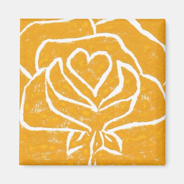 "Rose Heart Yellow"  Floral Magnet (Front)