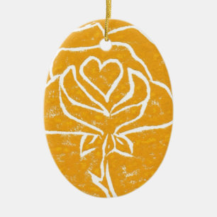 "Rose Heart Yellow" Floral Ornament