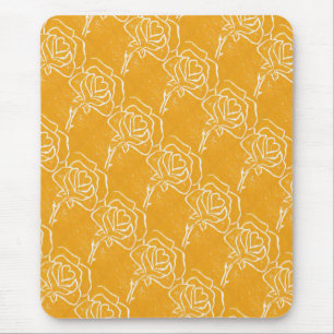 "Rose Heart Yellow" Tiled Pattern Floral Mousepad