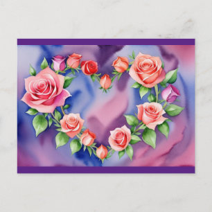 Rose Hearts  Holiday Postcard