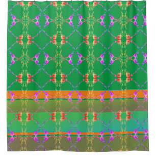 Rose Hearts on Apricot and Green Shower Curtain