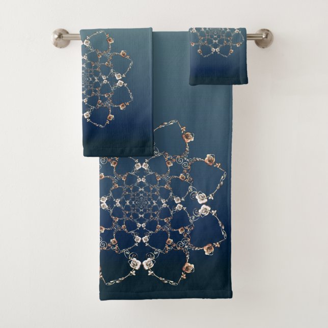 Rose Hearts on Blue Gradient Towel (Insitu)