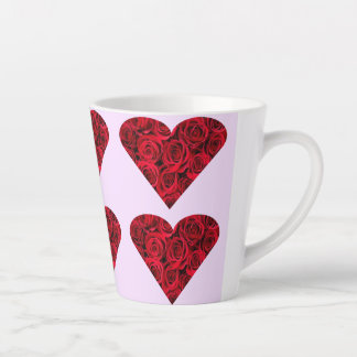 Rose Hearts on Pink Latte Mug