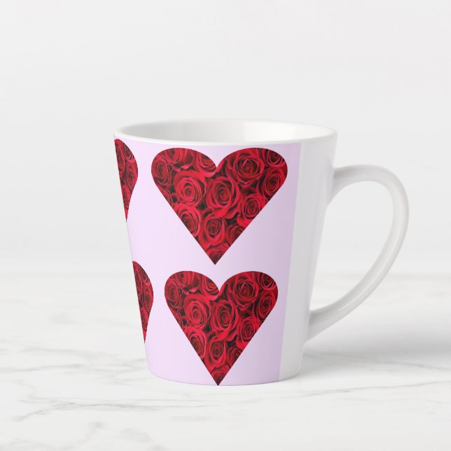 Rose Hearts on Pink Latte Mug (Right)