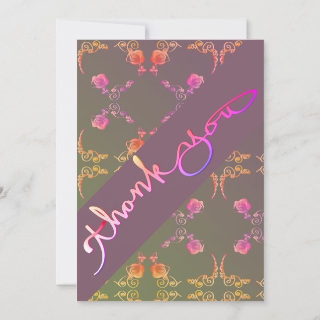 Rose Hearts Stationery   Thank You Card (Back)