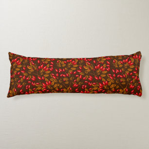 Rose hips, brown and red body cushion