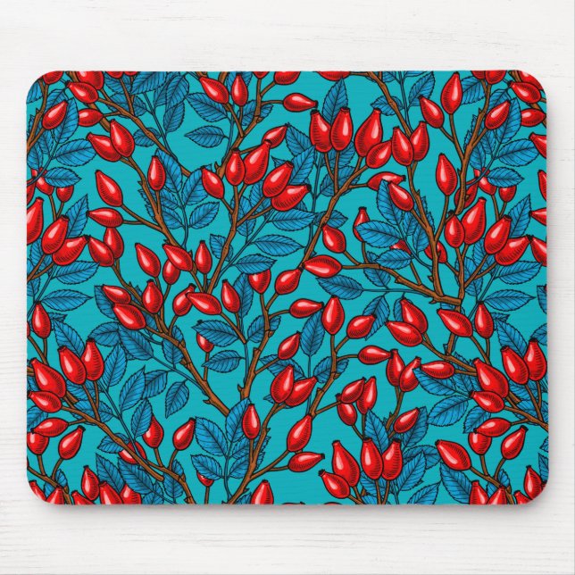 Rose hips, red and blue mouse pad (Front)
