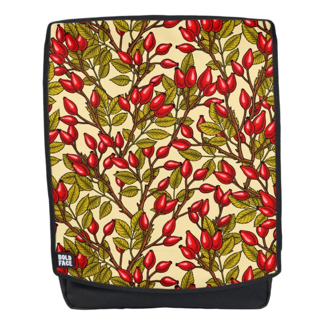 Rose hips, red, green, yellow backpack (Front)