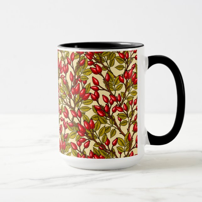 Rose hips, red, green, yellow mug (Right)