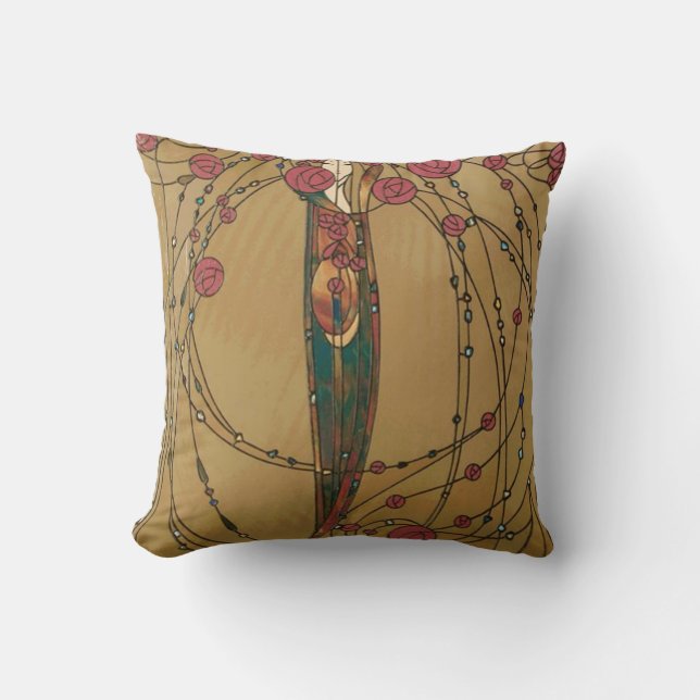 Rose House by Margaret MacDonald MacKintosh Cushion (Front)