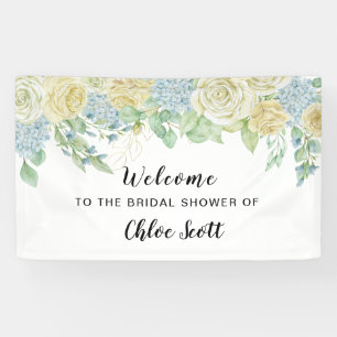 Rose Hydrangea Floral Bridal Shower Welcome Banner