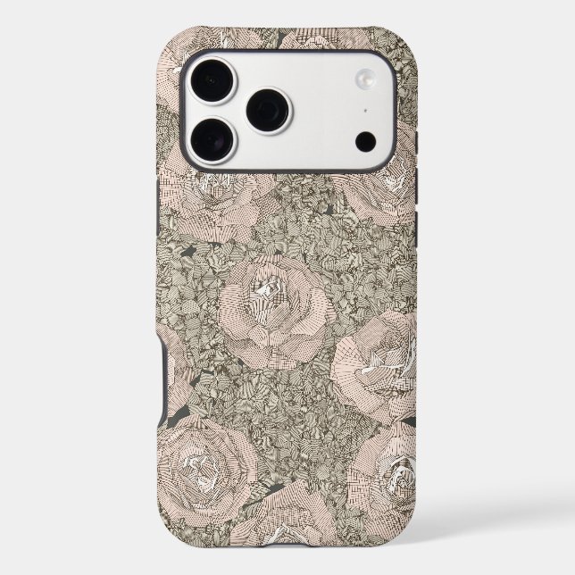 rose hydrangea floral pale peach tea dark (Back)