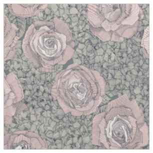 rose hydrangea floral pale pink indigo gray fabric