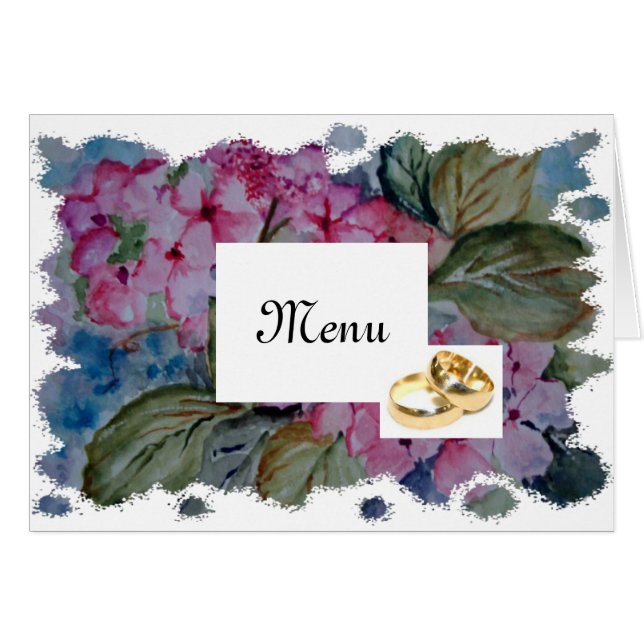 Rose hydrangeas - wedding  menu (Front Horizontal)