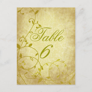 Rose II Vine Vintage Crackle Table Number Card