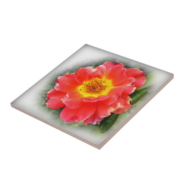 Rose in autumn ceramic tile (Side)