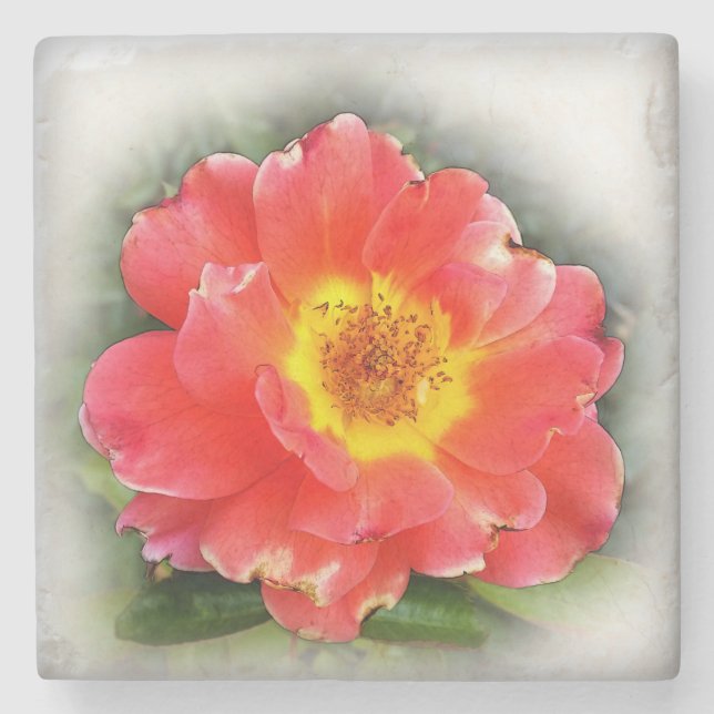 Rose in autumn stone coaster (Front)