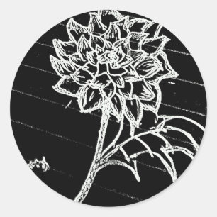 Rose in black classic round sticker