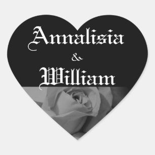 "Rose In Black & White" (1) Heart Sticker