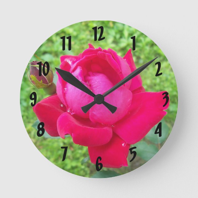 Rose in Bloom Round Clock (Front)