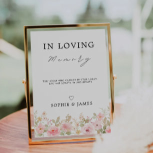 Rose In Loving Memory Sign, Memorial Sign, Invitation