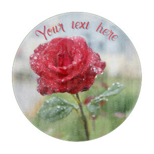 Rose in raindrops cutting board