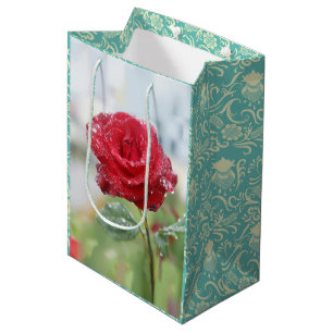 Rose in raindrops   medium gift bag