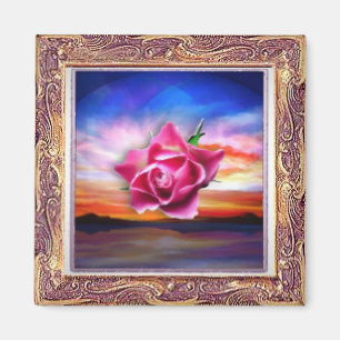 Rose in The Sky Framed Magnet