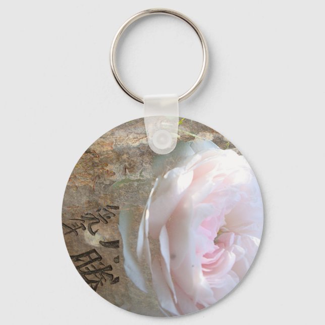 Rose in wood key ring (Front)
