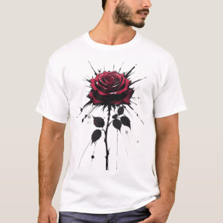 Rose Ink Explosion – Emotional Grunge Flower Art T-Shirt