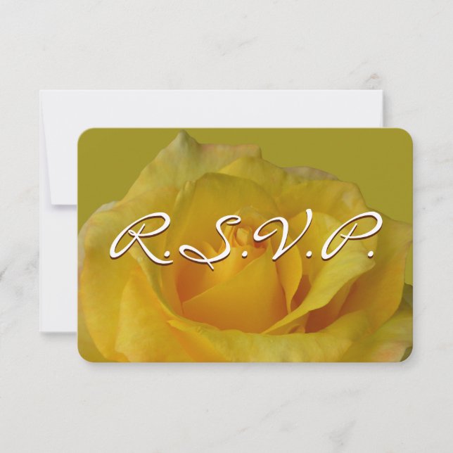 Rose Invitation Personalised Yellow Rose RSVP Card (Front)