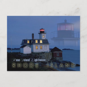 Rose Island Lighthouse at night, Rhode Island Postcard