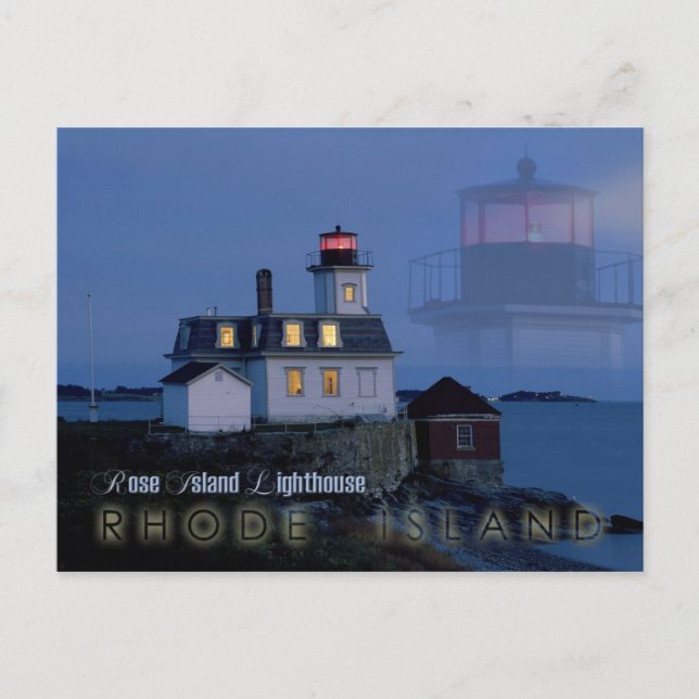 Rose Island Lighthouse at night, Rhode Island Postcard (Front)