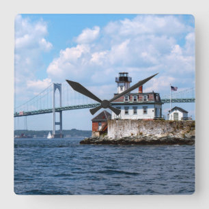 Rose Island Lighthouse, Rhode Island Square Wall Clock
