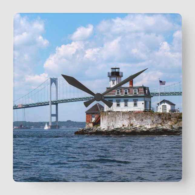 Rose Island Lighthouse, Rhode Island Square Wall Clock (Front)