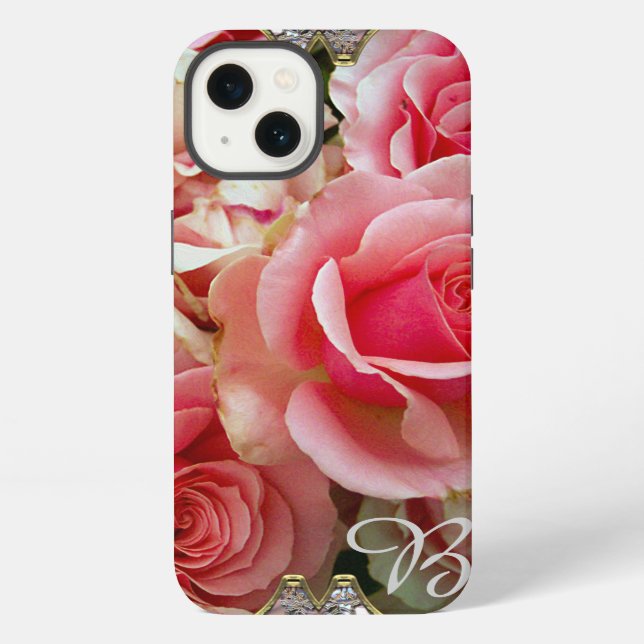 Rose Juxtapose extra Protection Monogram iPhone Case (Back)