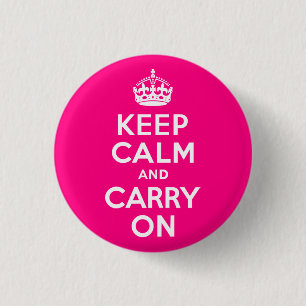 Rose Keep Calm and Carry On 3 Cm Round Badge