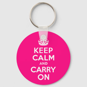 Rose Keep Calm and Carry On Key Ring