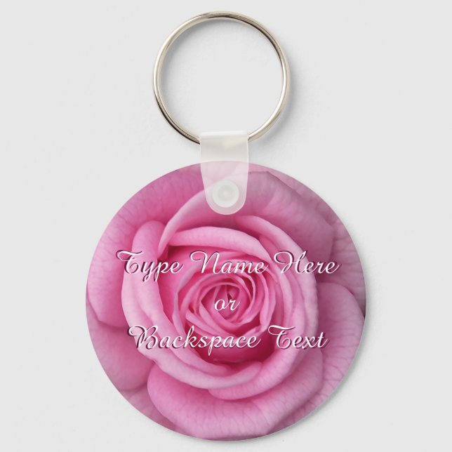 Rose Key Chains Peprsonalized Pink Rose Keychain (Front)