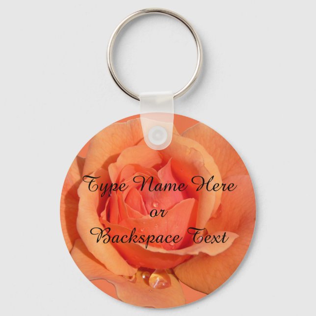 Rose Key Chains Personalised Orange Rose Keychain (Front)