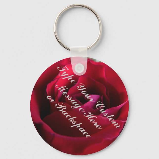 Rose Key Chains Personalised Red Rose Keychain (Front)