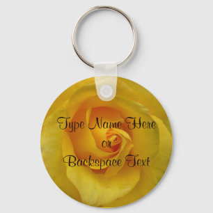 Rose Key Chains Personalised Yellow Rose Keychain